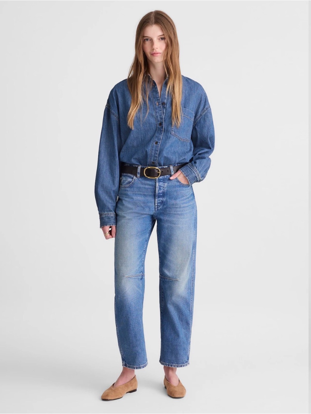 Madewell Pieced Barrel-Leg Jeans
